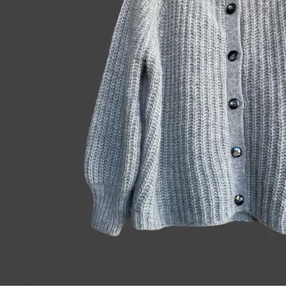 SEZANE BLOGGER FAVE Gray Alpaca Wool Oversized Cardigan Sweater Emile Jumper L - Picture 6 of 16